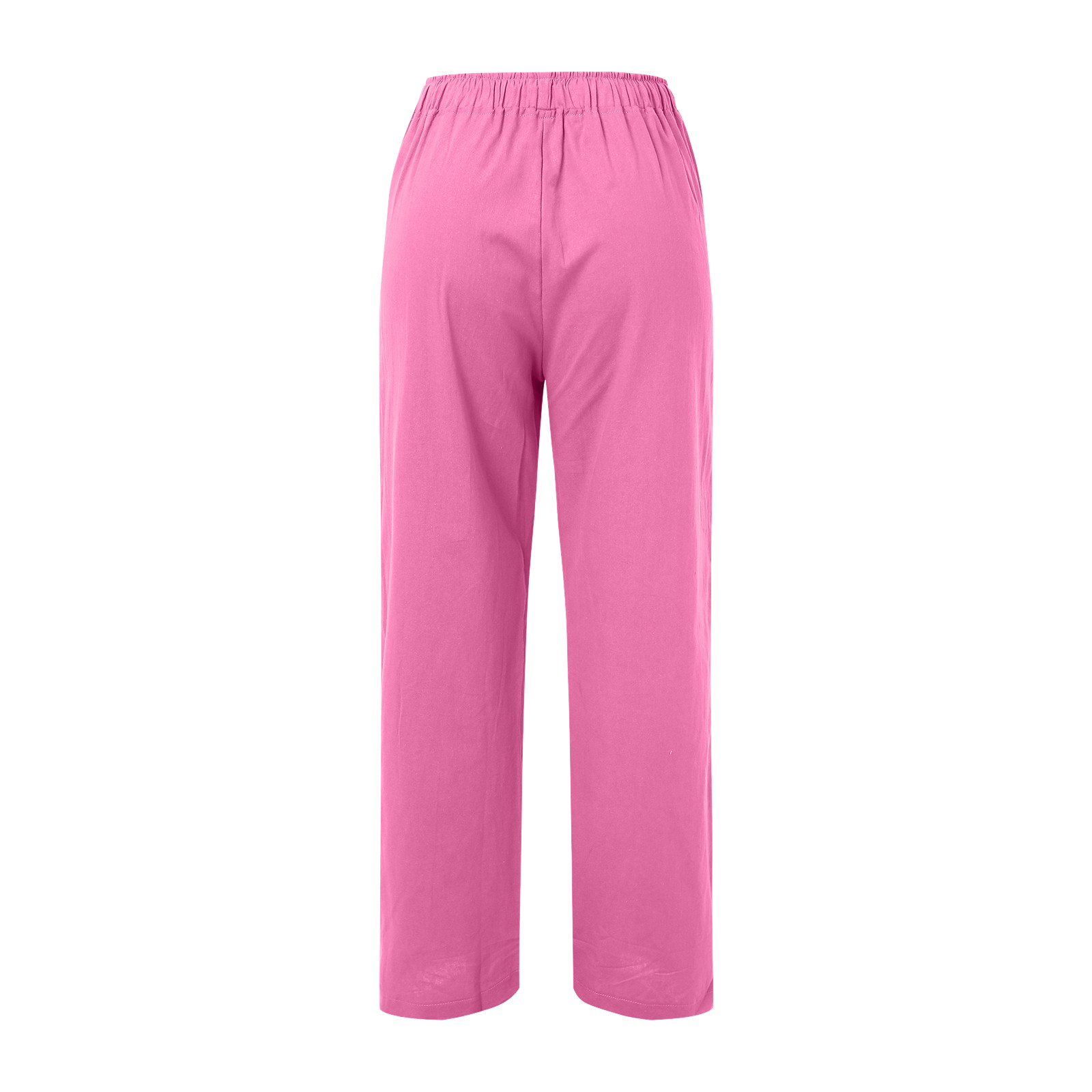 thumbnail image 5 of Pantalones de cintura alta y pierna ancha para mujer - Elástico con cordón, pierna recta cómoda, con bolsillos, 5 of 5